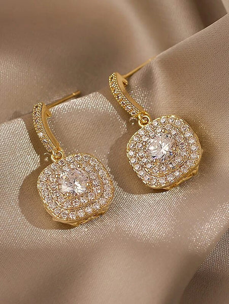 Sparkling Simple Rhinestone Drop Earrings