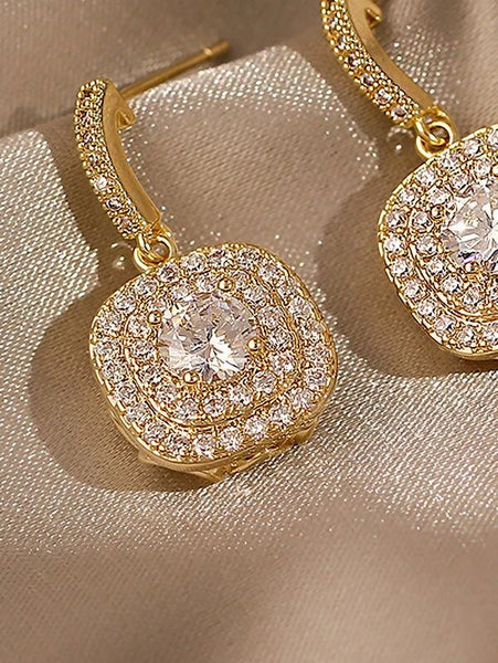 Sparkling Simple Rhinestone Drop Earrings