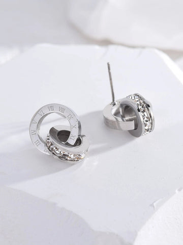 Rhinestone Circle Drop Earrings