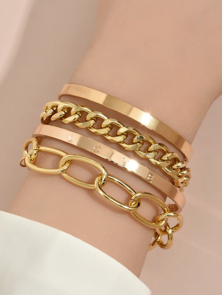 Sparkling 4pcs Simple Bracelet