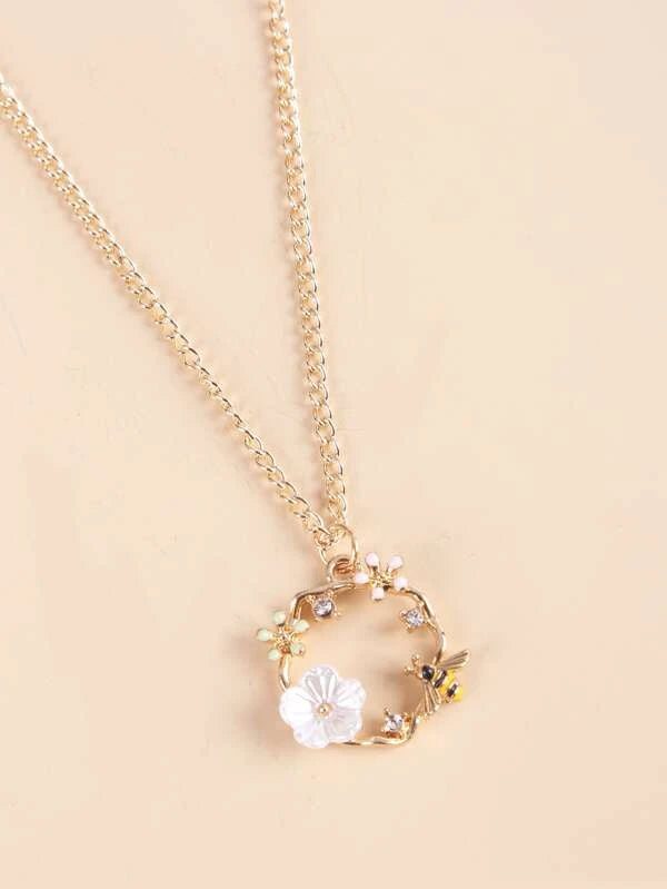 Sparkling Flower Charm Necklace