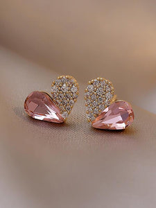 Sparkling Rhinestone Heart Stud Earrings