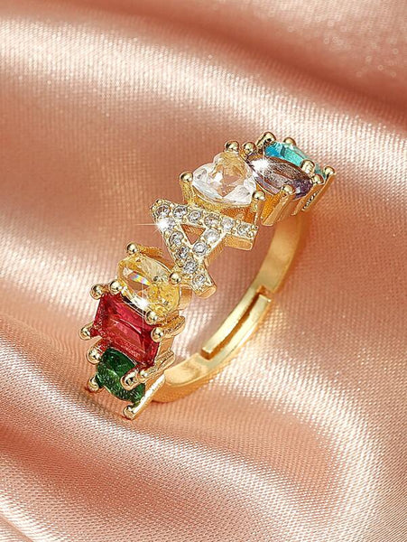 Sparkling Zircon Letter Ring