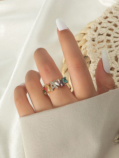 Sparkling Zircon Letter Ring