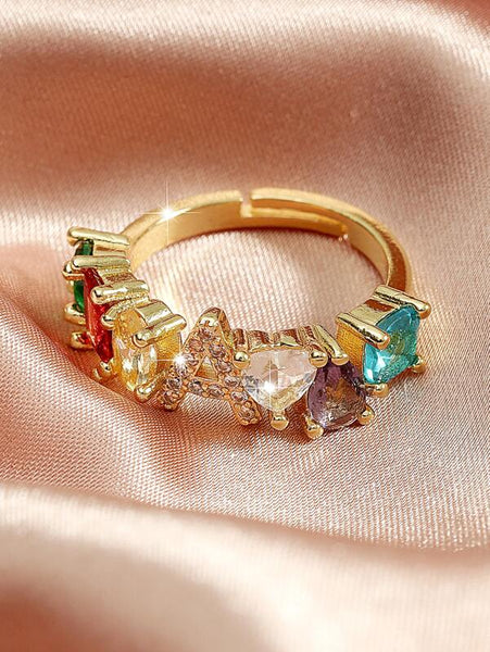 Sparkling Zircon Letter Ring