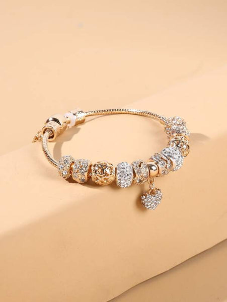 Sparkling Luxury Heart Charm Bracelet