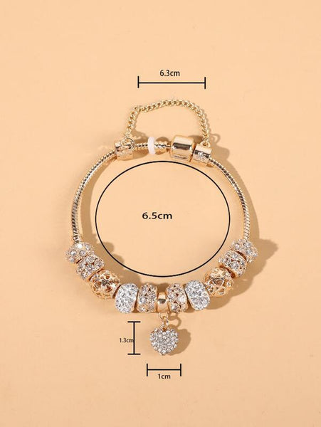 Sparkling Luxury Heart Charm Bracelet