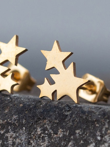 Sparkling Star Design Stud Earrings