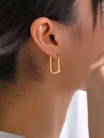 Sparkling Geo Design Hoop Earrings