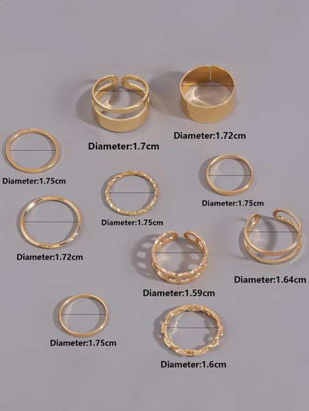 Sparkling 10pcs Simple Ring