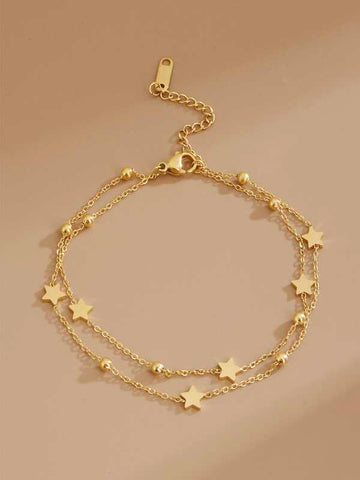 Sparkling Star Decor Layered Anklet