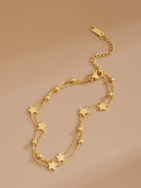 Sparkling Star Decor Layered Anklet