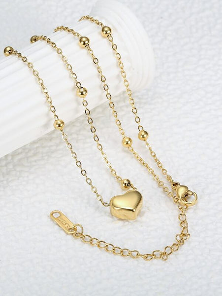 Sparkling 18K Gold Plated  Heart Charm Necklace