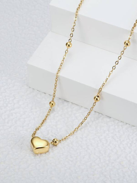 Sparkling 18K Gold Plated  Heart Charm Necklace