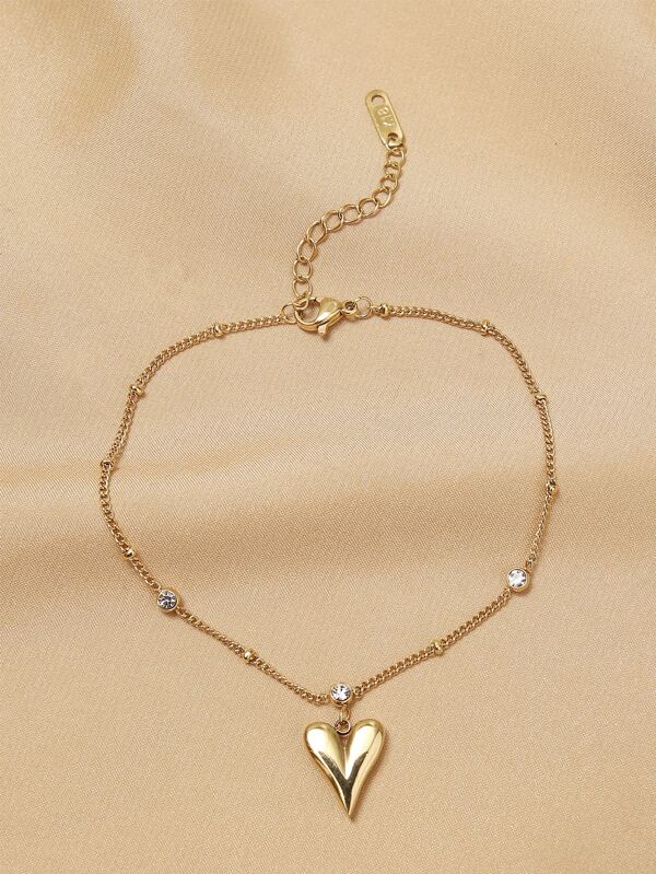 Sparkling Heart Charm Anklet