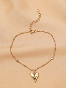 Sparkling Heart Charm Anklet