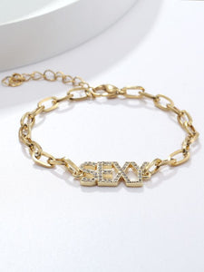 Sparkling 18K Gold Plated Zircon Letter Decor Bracelet