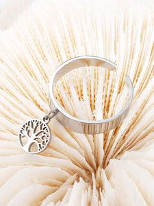 Sparkling Tree Charm Cuff Ring