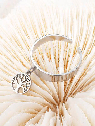 Sparkling Tree Charm Cuff Ring