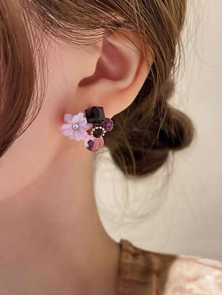 Sparkling Flower Decor Stud Earrings