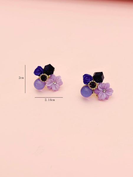 Sparkling Flower Decor Stud Earrings