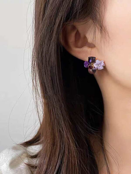 Sparkling Flower Decor Stud Earrings