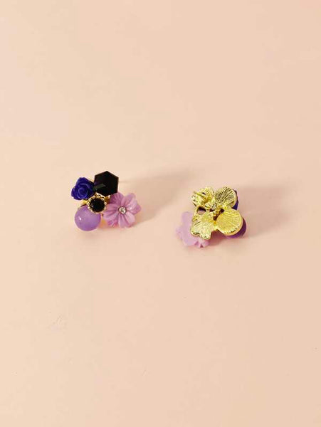 Sparkling Flower Decor Stud Earrings