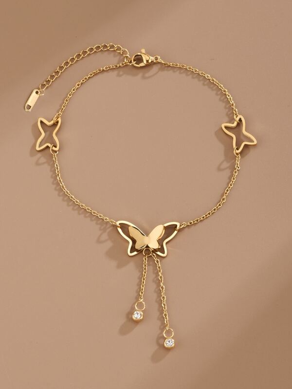 Sparkling Butterfly Decor Anklet