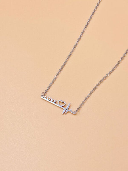 Sparkling Letter & Heart Charm Necklace