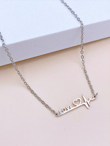 Sparkling Letter & Heart Charm Necklace