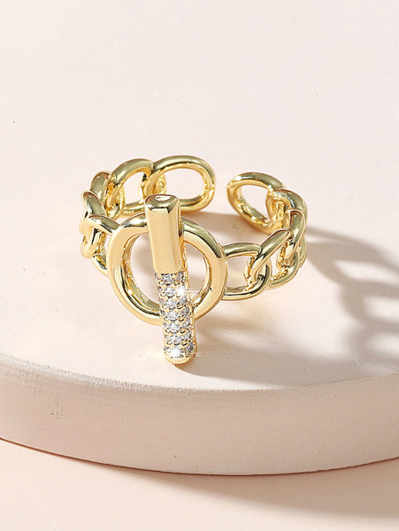 Sparkling Rhinestone Style Cuff Ring