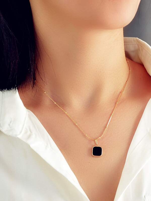 Sparkling Geo Charm Pendant Necklace