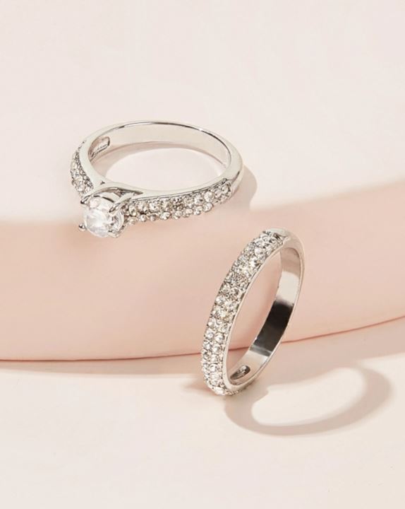 Sparkling 2pcs Rhinestone Ring