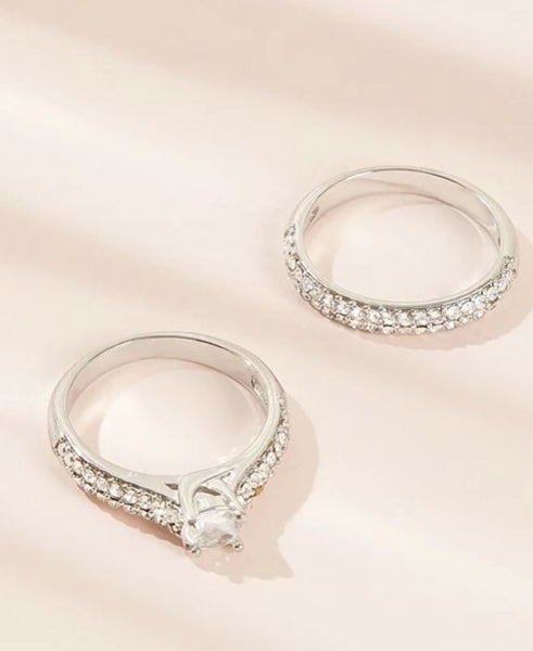 Sparkling 2pcs Rhinestone Ring