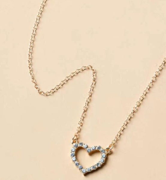 Sparkling Rhinestone Heart Decor Necklace