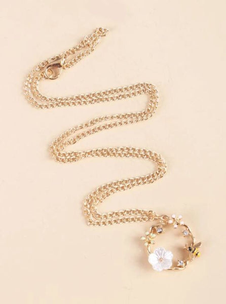 Sparkling Flower Charm Necklace